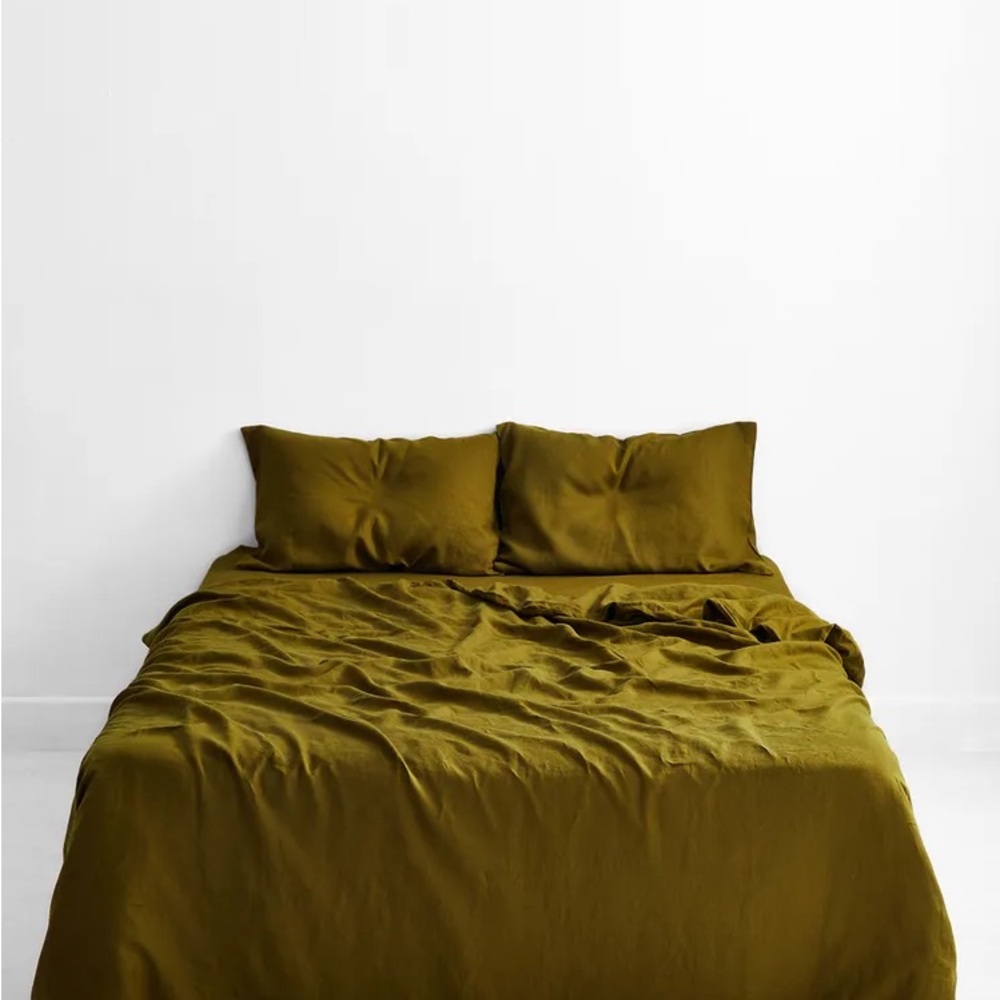 Bed thread khaki linen king duvet cover